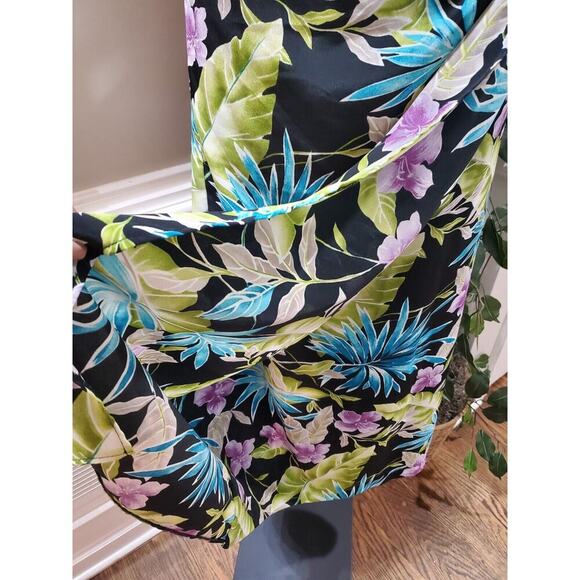 R & K Originals Women's Black Polyester Round Neck Faux-Wrap Long Maxi Dress 14 - Picture 7 of 11